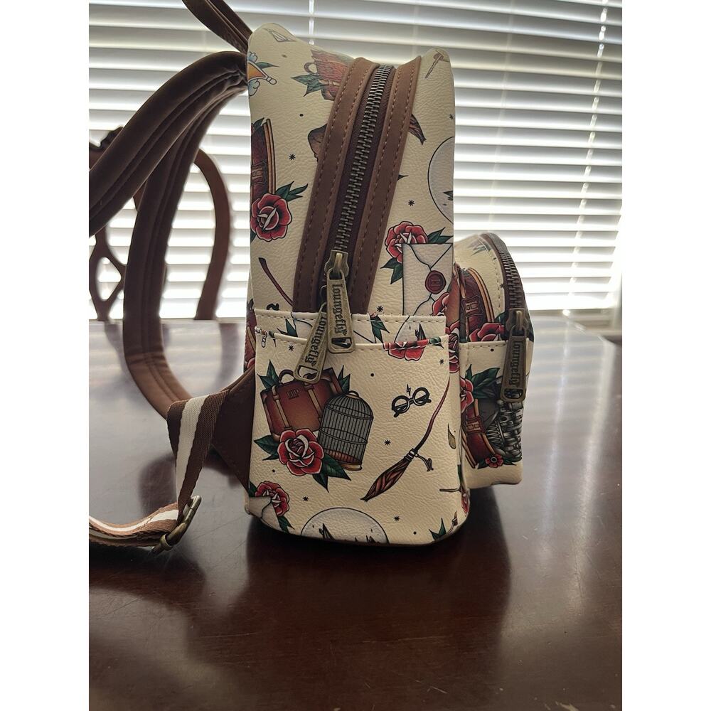 Loungefly Harry Potter Tattoo Art Cream Color Mini Backpack Excellent Condition - Picture 2 of 16